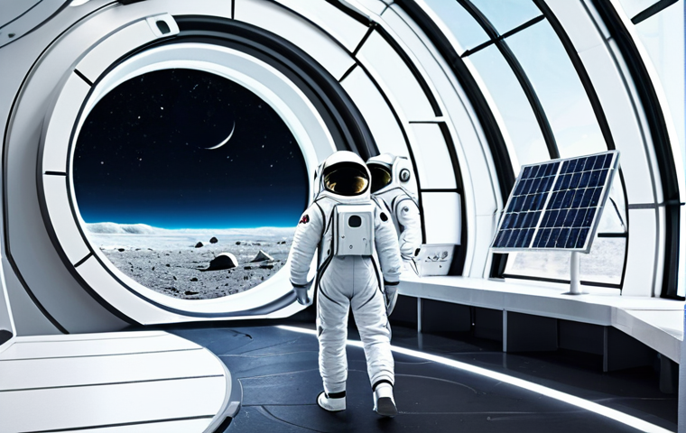 우주 이주 계획의 기후 변화와의 관계 - Space Station Construction**

"An astronaut in a fully enclosed spacesuit working on the exterior of...