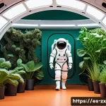 Home 19 우주 이주에 대한 과학적 접근과 연구 - A detailed interior scene of a futuristic space habitat on Mars, showcasing advanced closed-loop lif...